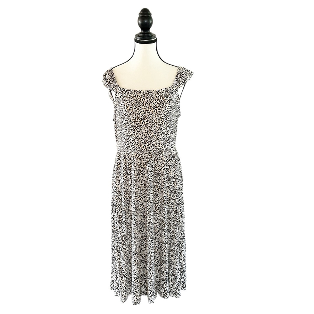 Maurices Lightweight Flowy Sun Dress Size L Cream & Black Animal Print Summer